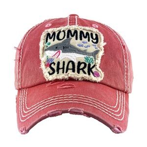 Pink Distressed Shark Graphic Hat